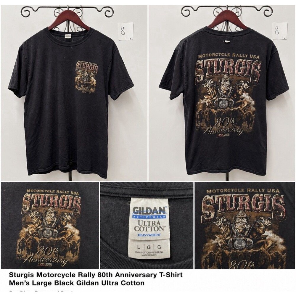 Sturgis Motorcycle Rally USA 80th Anniversary T-Shirt Men’s Large